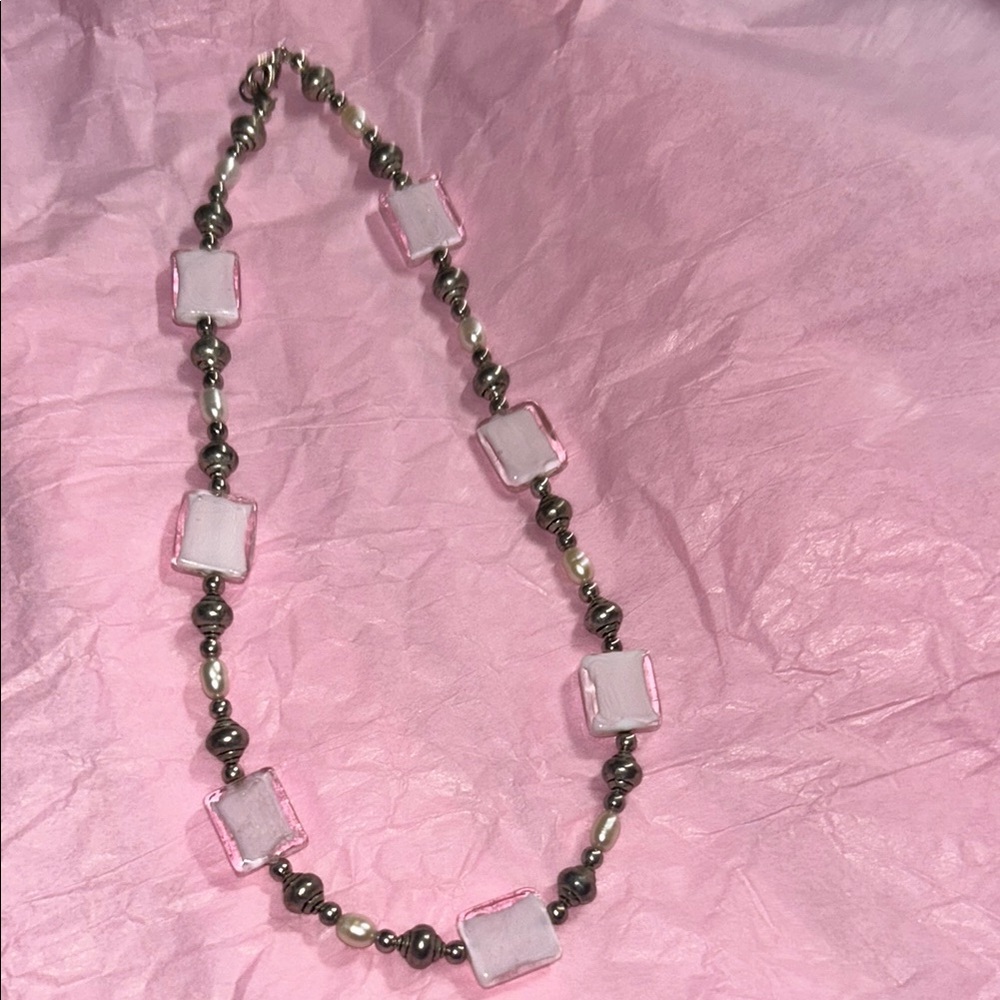 Elegant Pink and Silver Necklace